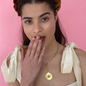 Brinker and Elza Sunshine and Lemonade Necklace- Y Chain link medallion necklace